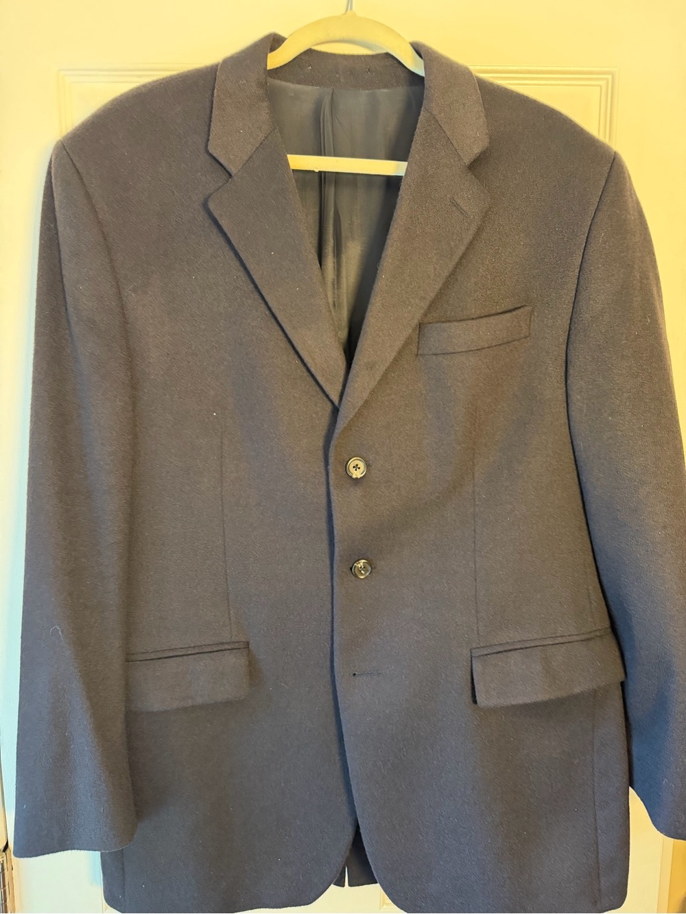 Chaps Ralph Lauren Men's Classic Navy Blazer -  Two-Button Jacket Camel Hair 44L